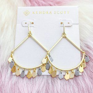 Kendra Scott Gold and Silver Dangle Geo Charm Hoop Earrings